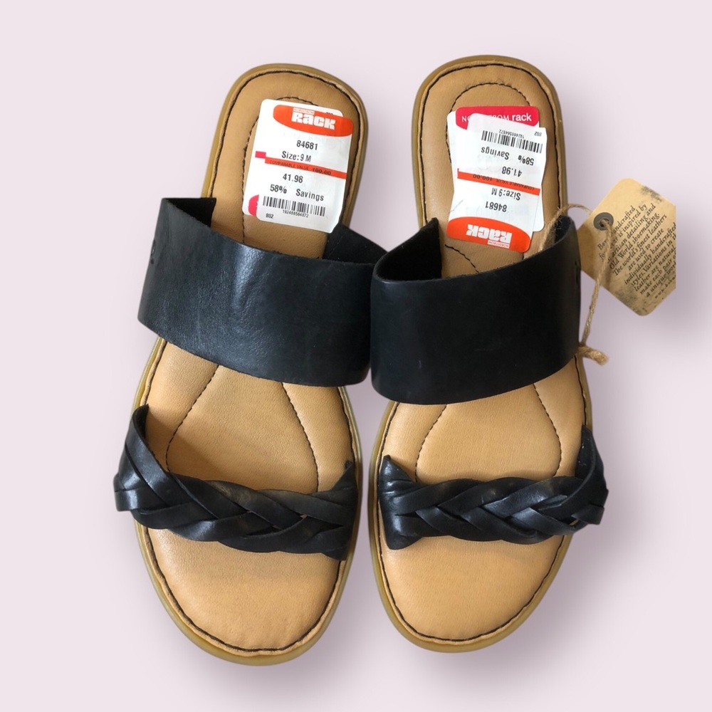 Born Black Leather Flats Loafers
